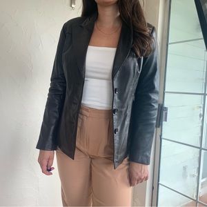Genuine leather jacket - dark brown